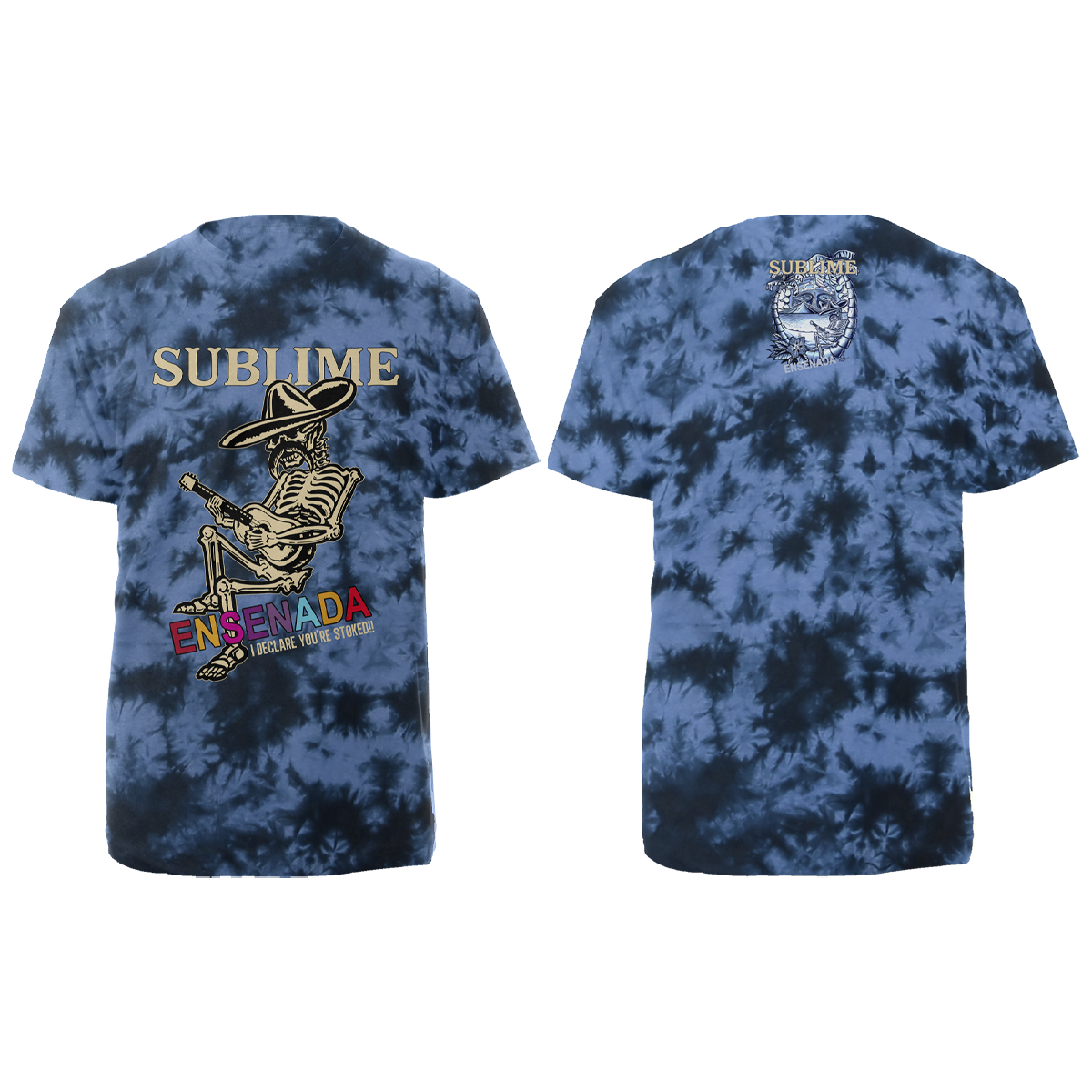 Ensenada Skeleton T-shirt - Blue Tie Dye