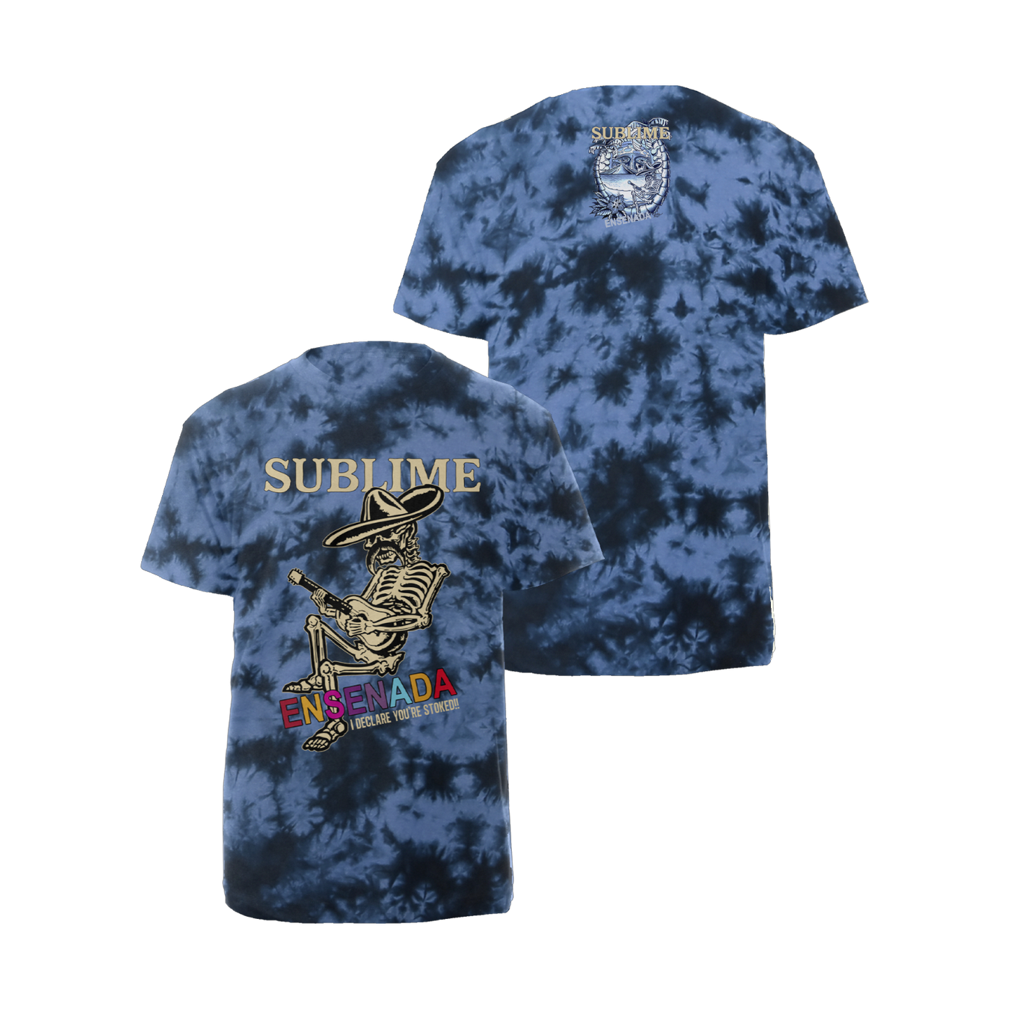 Ensenada Skeleton T-Shirt - Blue Tie Dye