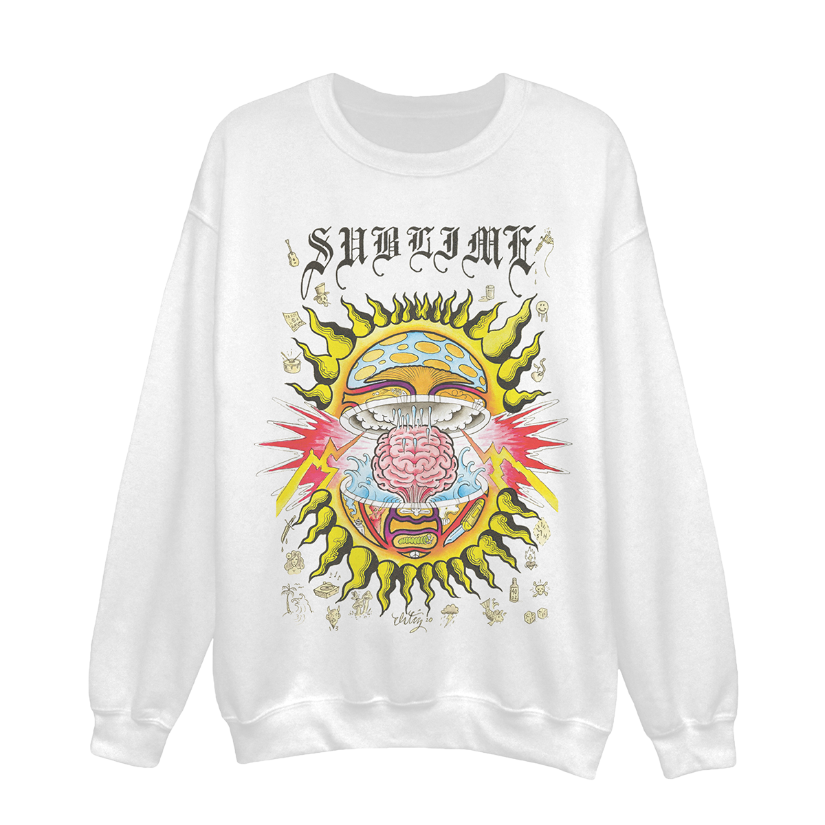 Mind-Blown Sun White Crewneck