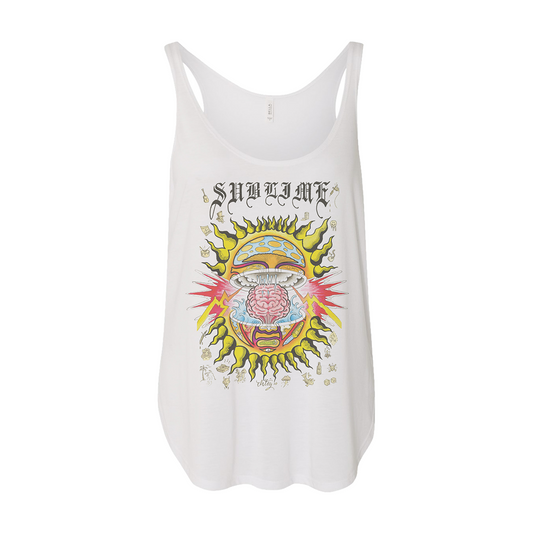 Mind-Blown Sun Women's White Flowy Tank